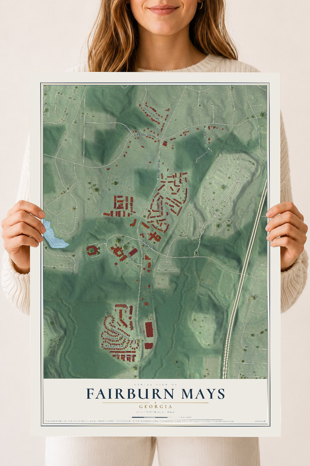Fairburn Mays, Georgia map print, 18" x 24" Archival Matte Print mockup