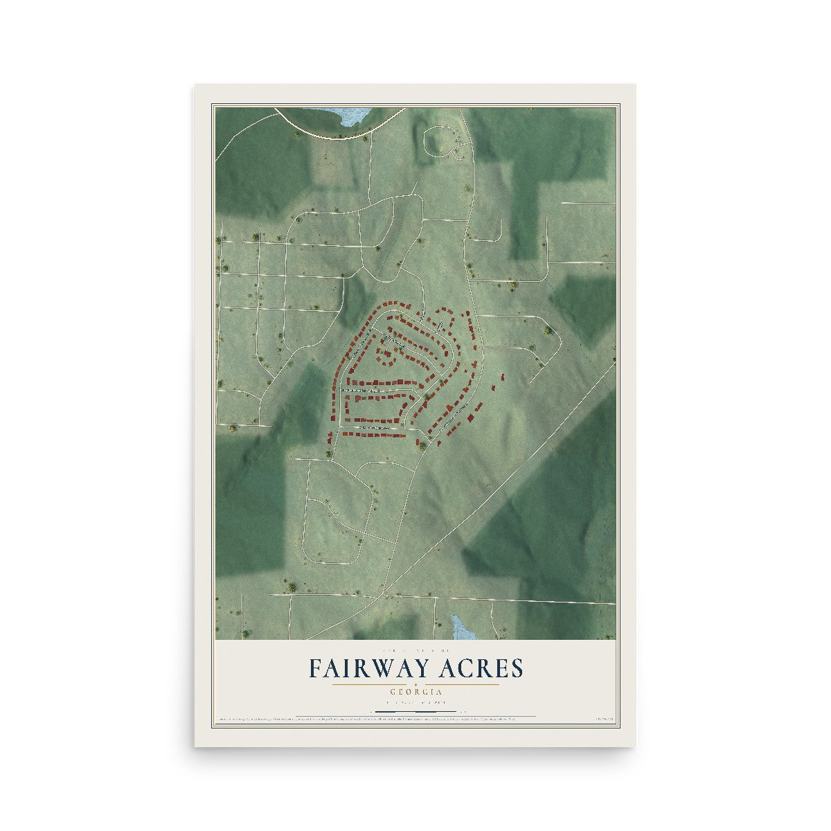 Fairway Acres, Georgia map print, 12" x 18" Archival Matte Print mockup