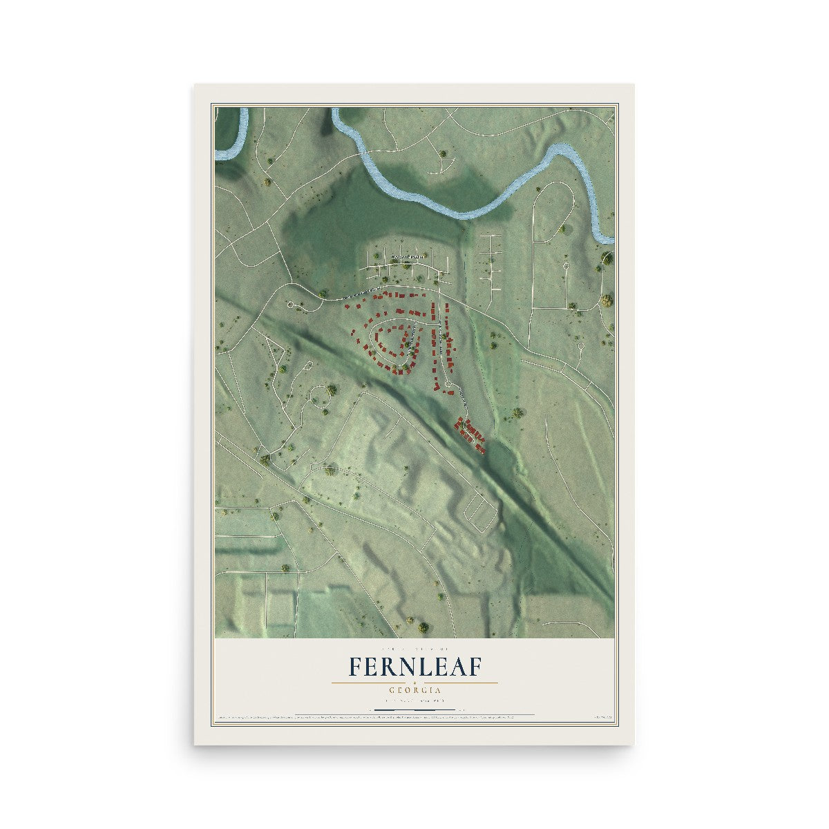 Fernleaf, Georgia map print, 12" x 18" Archival Matte Print mockup