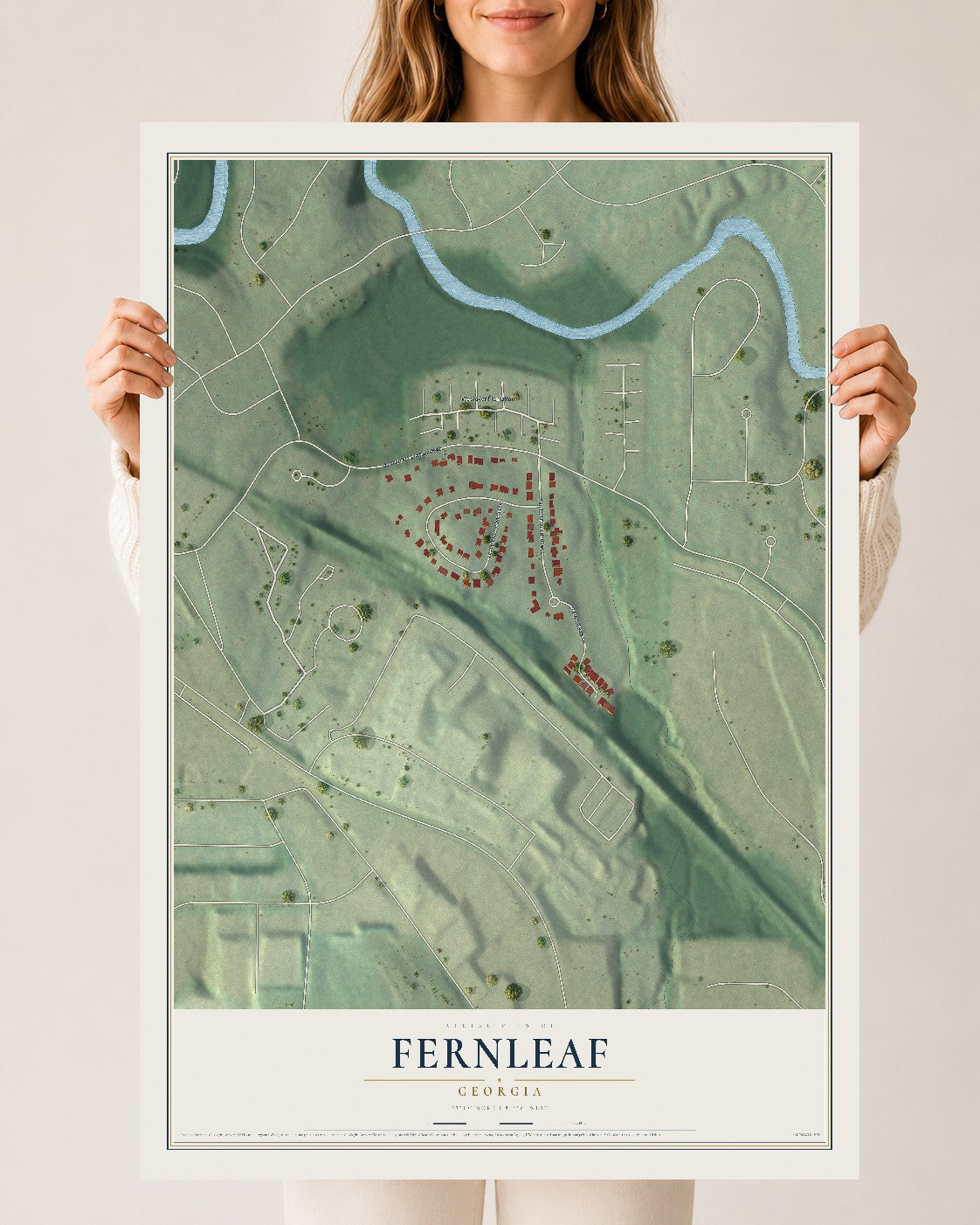 Fernleaf, Georgia map print, 24" x 36" Archival Matte Print mockup