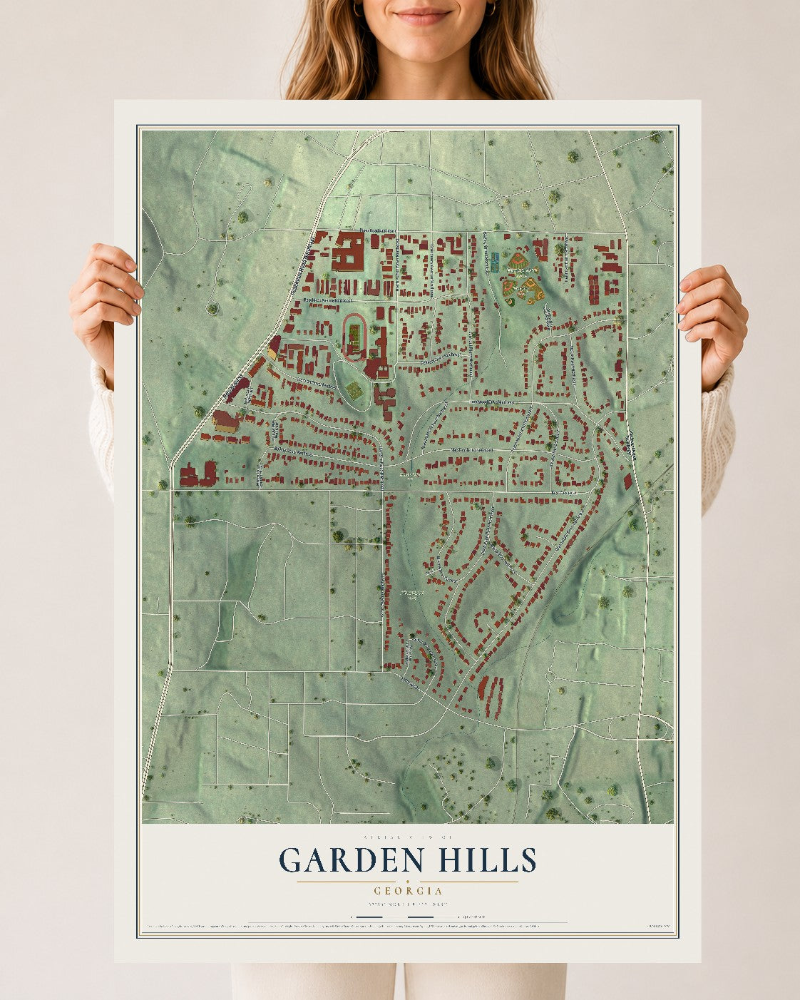 Garden Hills, Georgia map print, 24" x 36" Archival Matte Print mockup