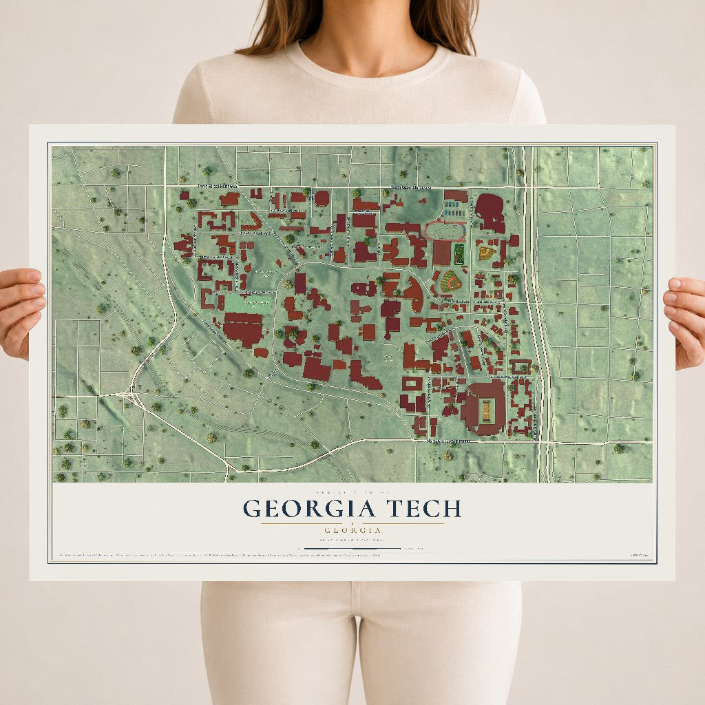 Georgia Tech, Georgia map print, 18" x 24" Archival Matte Print mockup