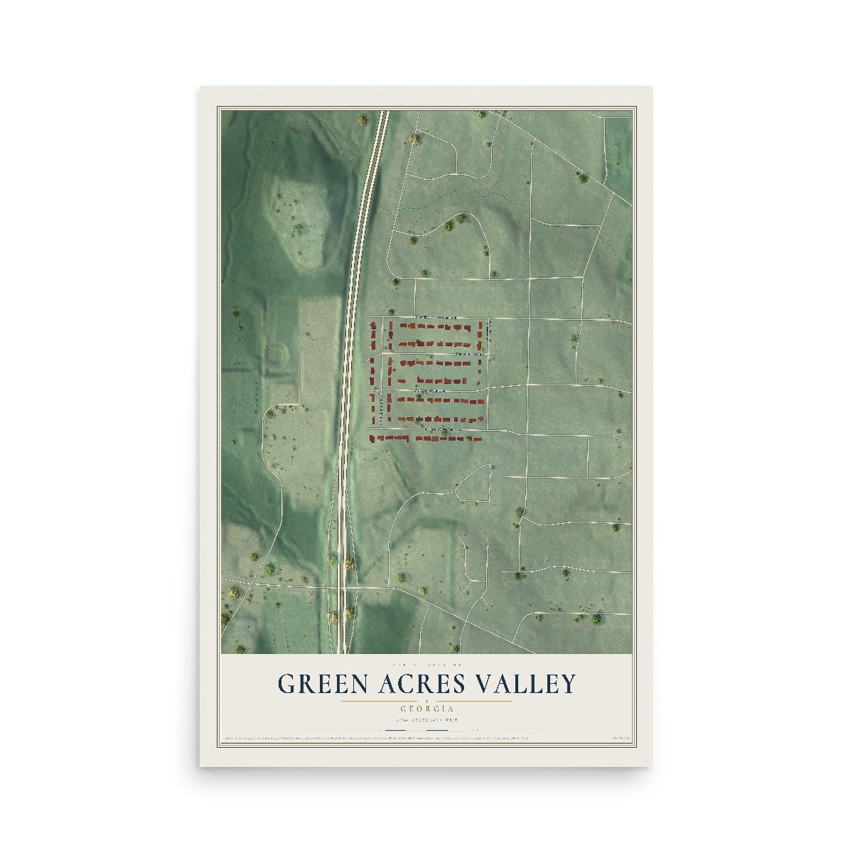 Green Acres Valley, Georgia map print, 12" x 18" Archival Matte Print mockup