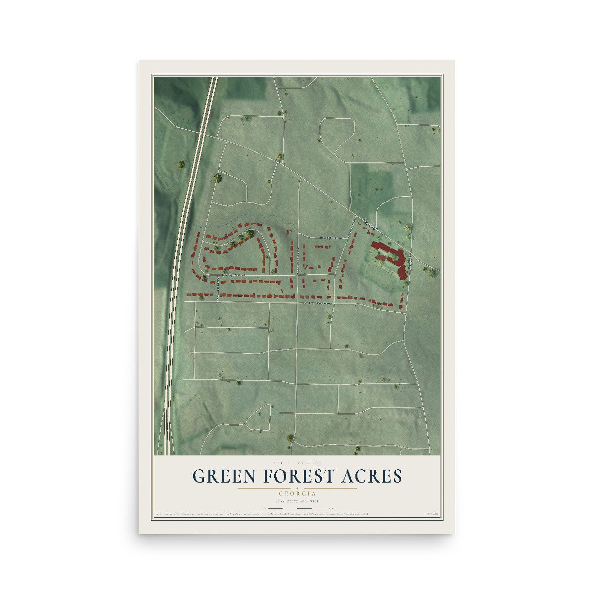 Green Forest Acres, Georgia map print, 12" x 18" Archival Matte Print mockup