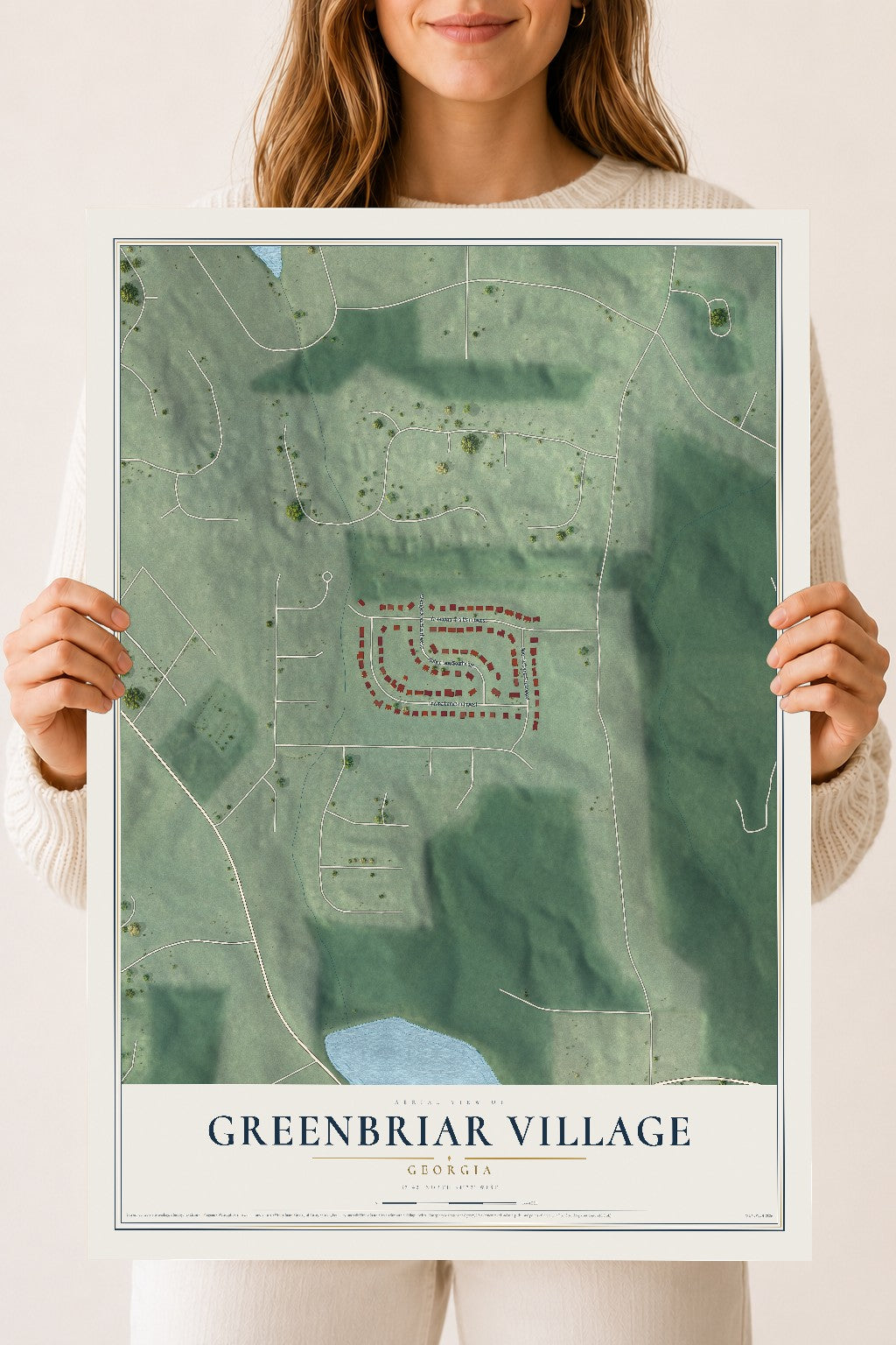 Greenbriar Village, Georgia map print, 18" x 24" Archival Matte Print mockup