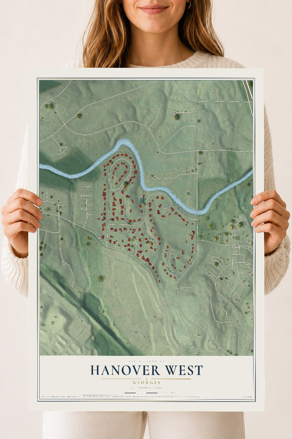 Hanover West, Georgia map print, 18" x 24" Archival Matte Print mockup