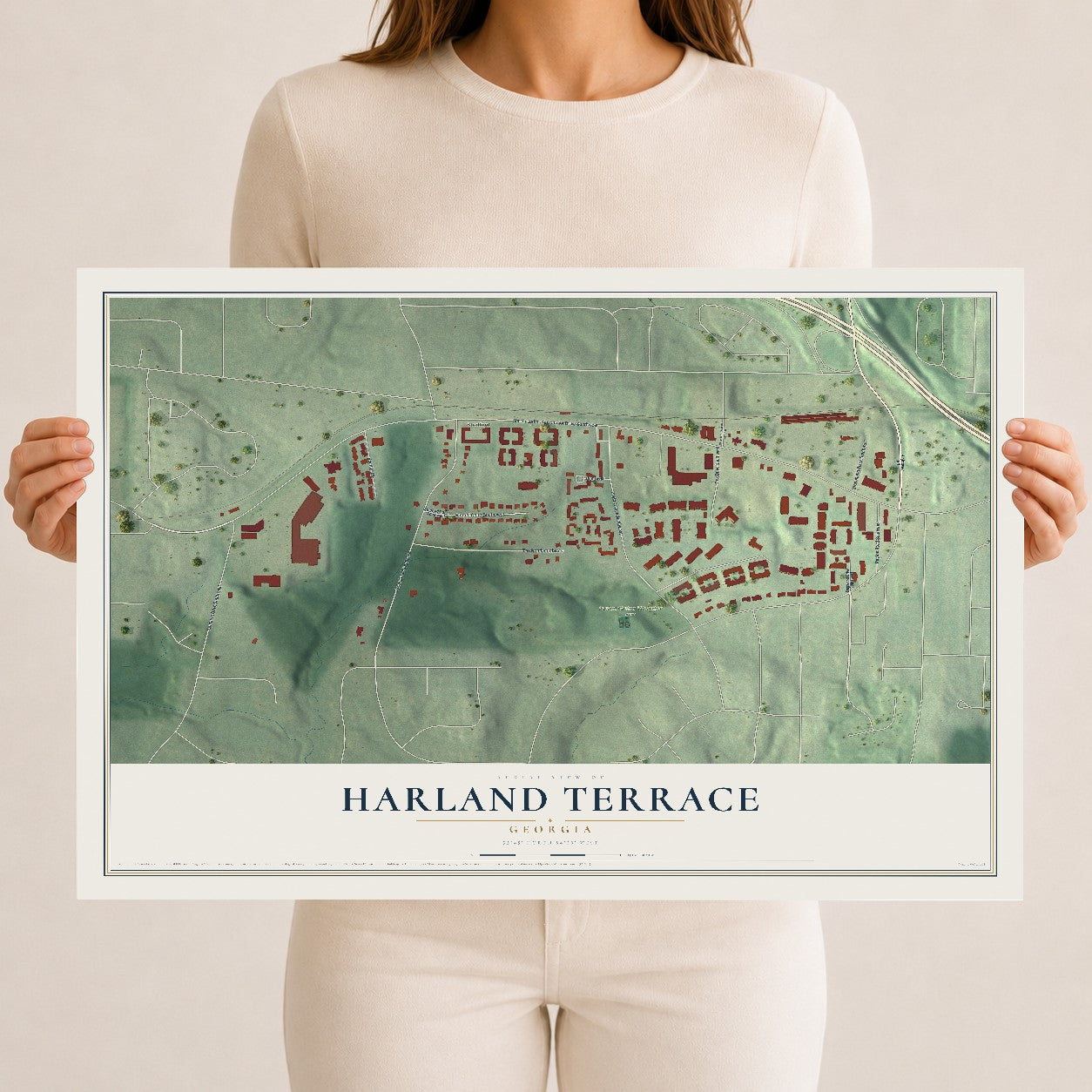 Harland Terrace, Georgia map print, 12" x 18" Archival Matte Print mockup