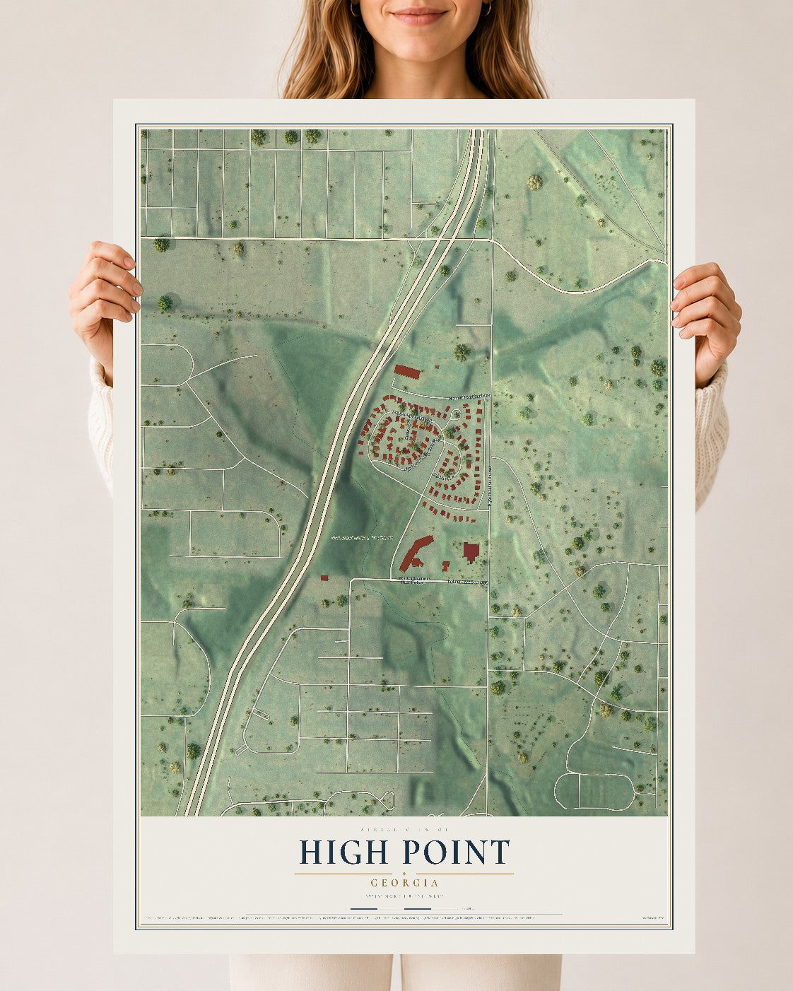 High Point, Georgia map print, 24" x 36" Archival Matte Print mockup