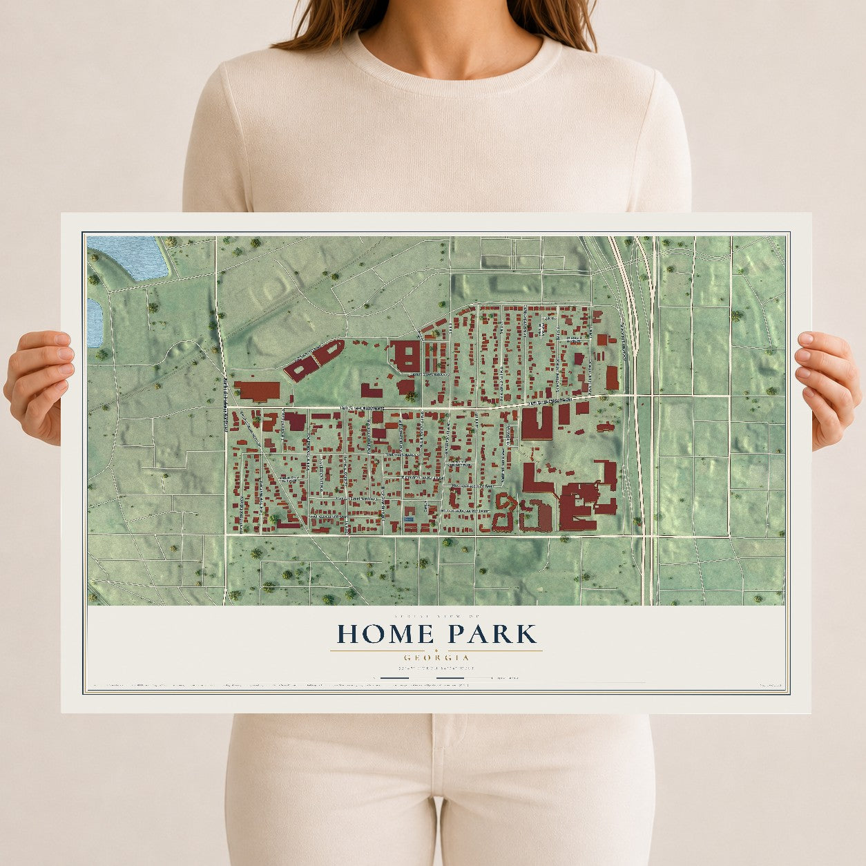 Home Park, Georgia map print, 12" x 18" Archival Matte Print mockup