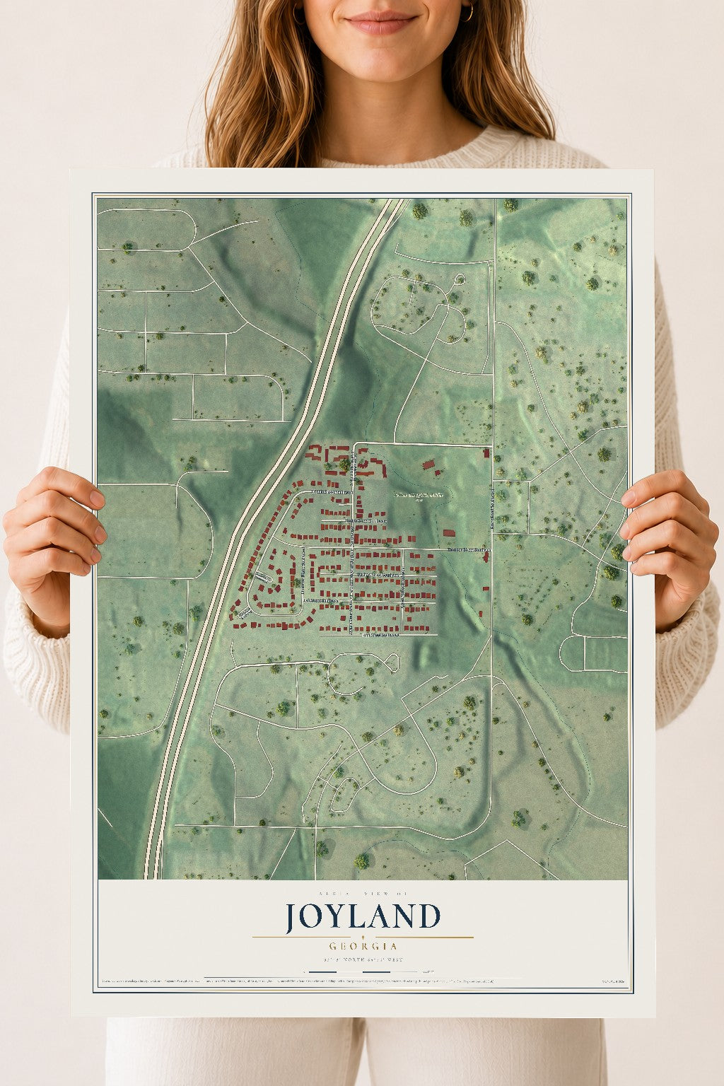 Joyland, Georgia map print, 18" x 24" Archival Matte Print mockup