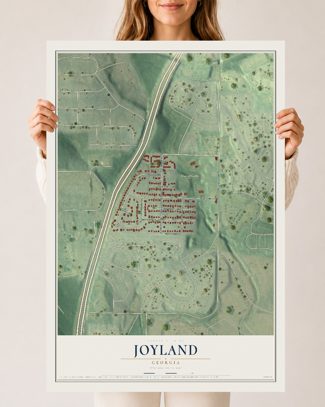 Joyland, Georgia map print, 24" x 36" Archival Matte Print mockup
