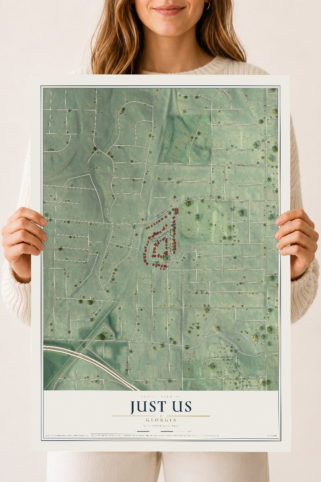 Just Us, Georgia map print, 18" x 24" Archival Matte Print mockup