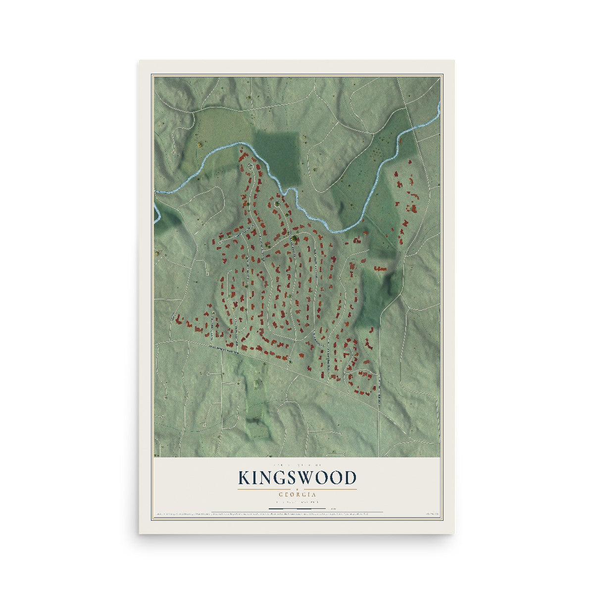 Kingswood, Georgia map print, 12" x 18" Archival Matte Print mockup