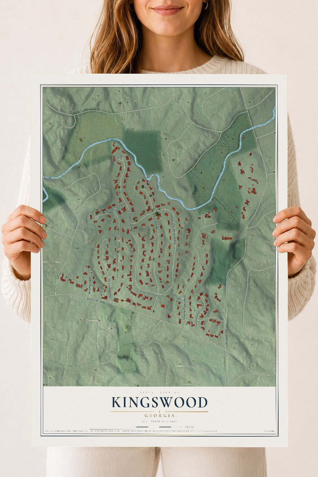 Kingswood, Georgia map print, 18" x 24" Archival Matte Print mockup