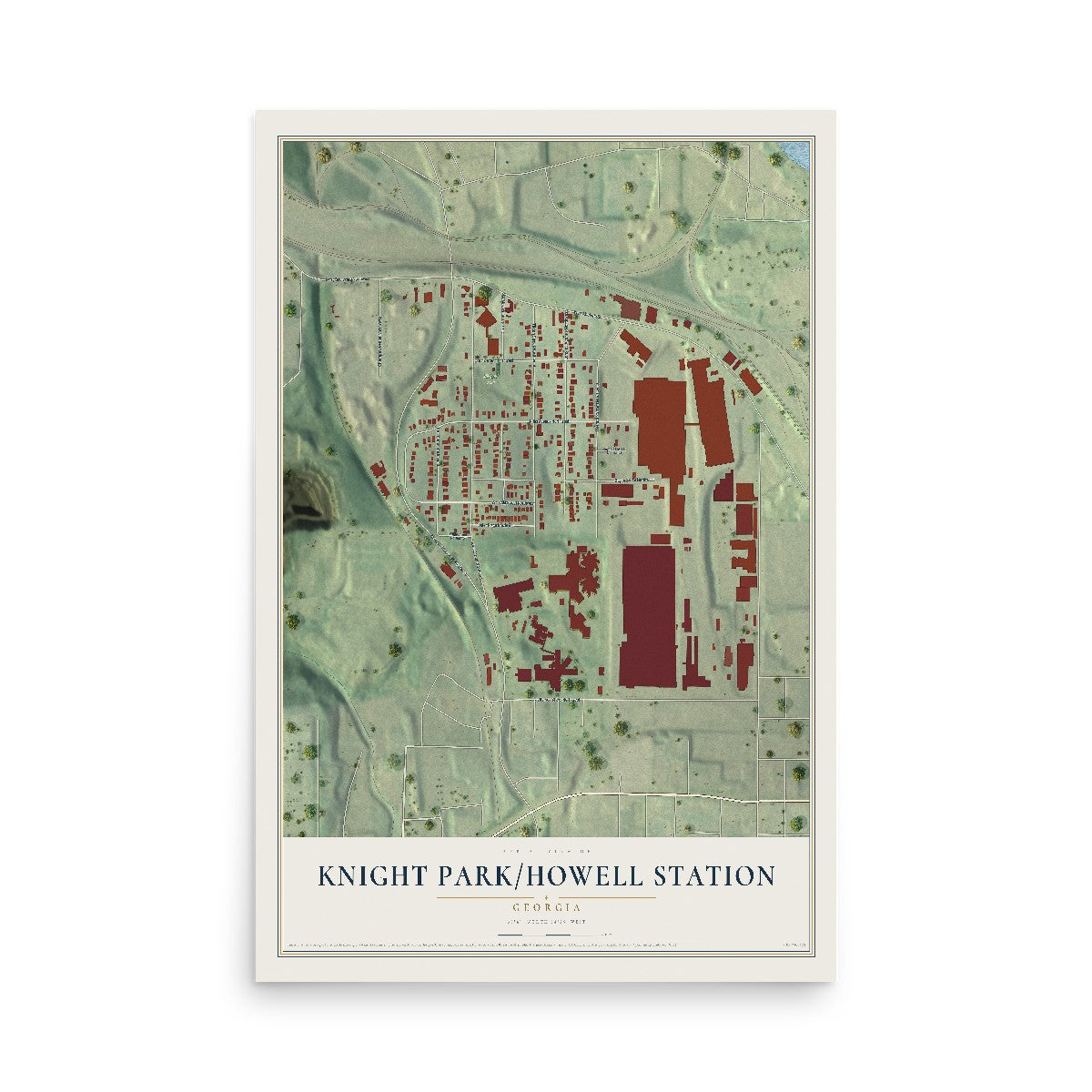 Knight Park-Howell Station, Georgia map print, 12" x 18" Archival Matte Print mockup