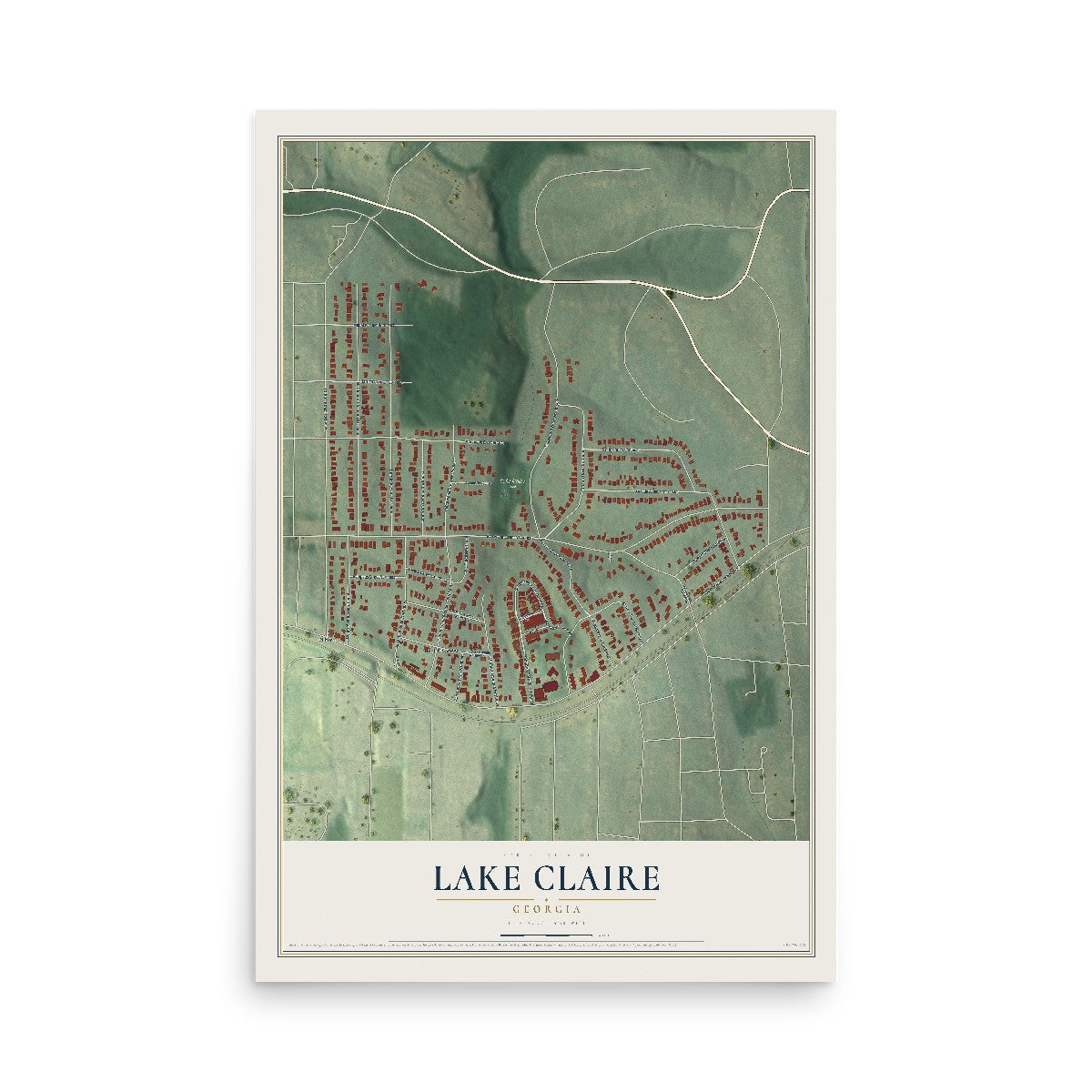 Lake Claire, Georgia map print, 12" x 18" Archival Matte Print mockup