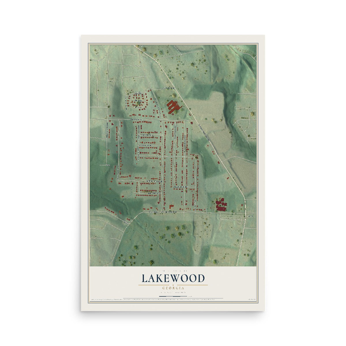 Lakewood, Georgia map print, 12" x 18" Archival Matte Print mockup