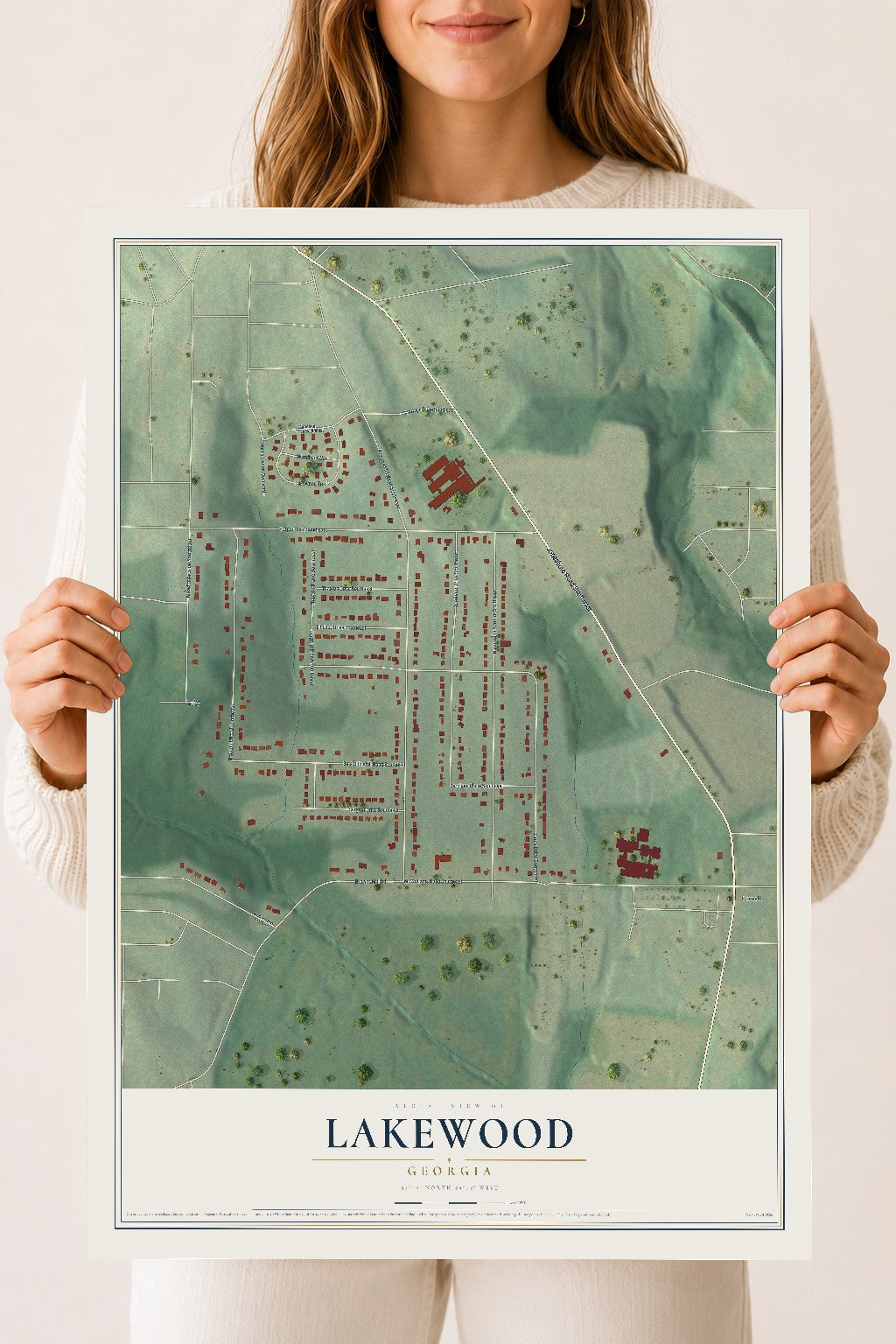 Lakewood, Georgia map print, 18" x 24" Archival Matte Print mockup