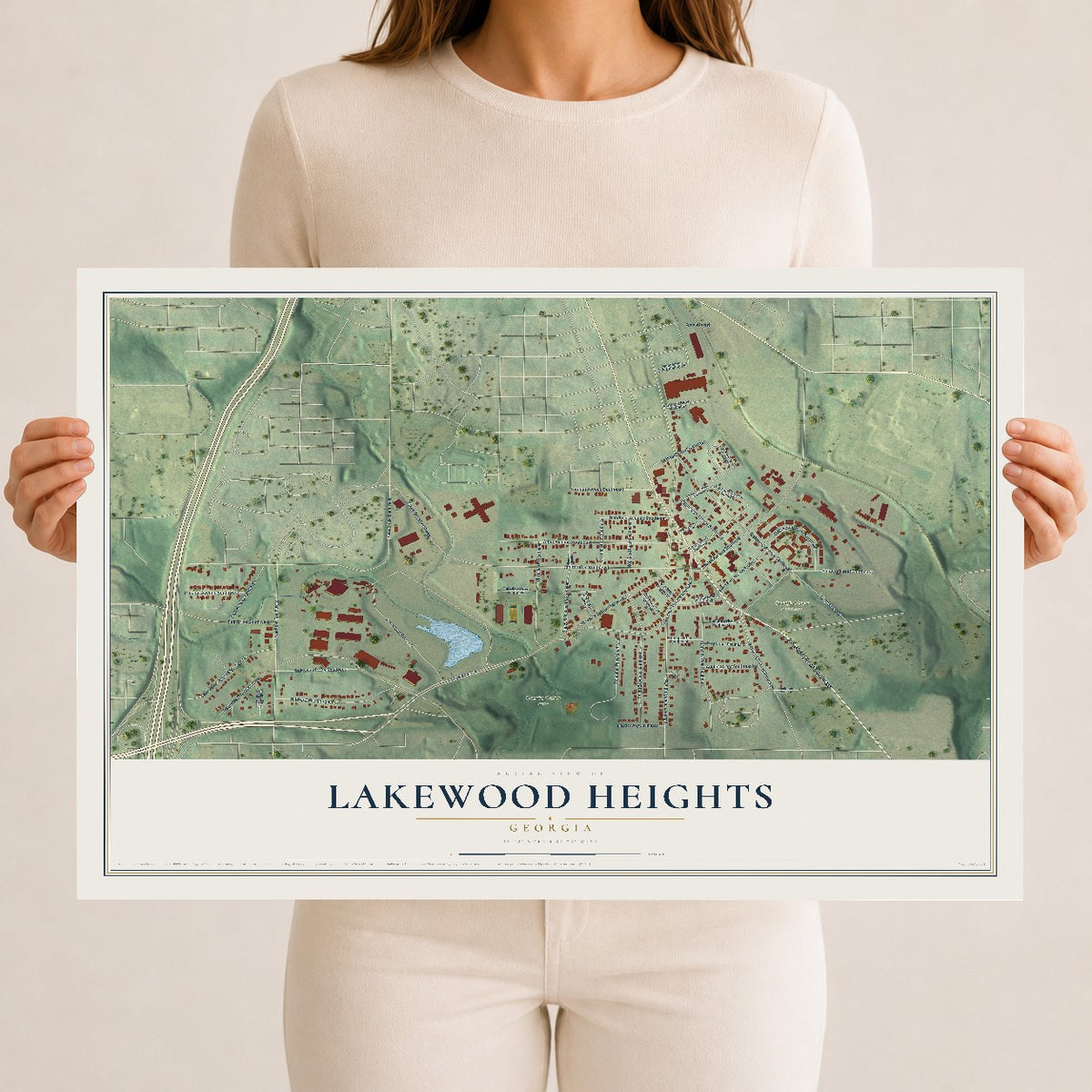 Lakewood Heights, Georgia map print, 12" x 18" Archival Matte Print mockup