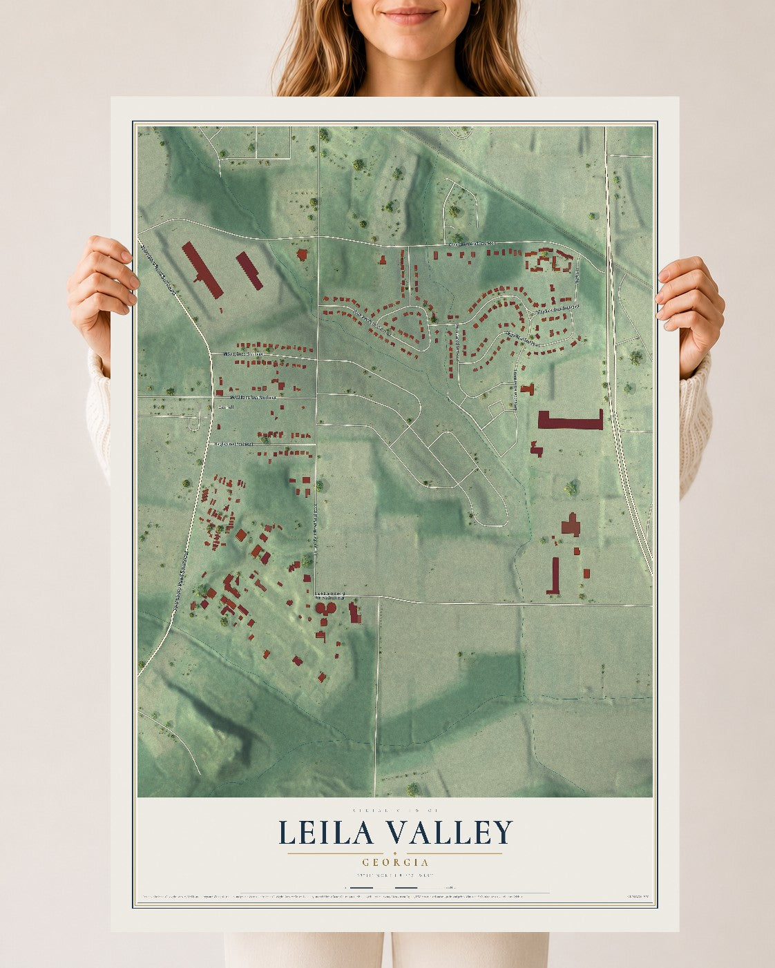 Leila Valley, Georgia map print, 24" x 36" Archival Matte Print mockup