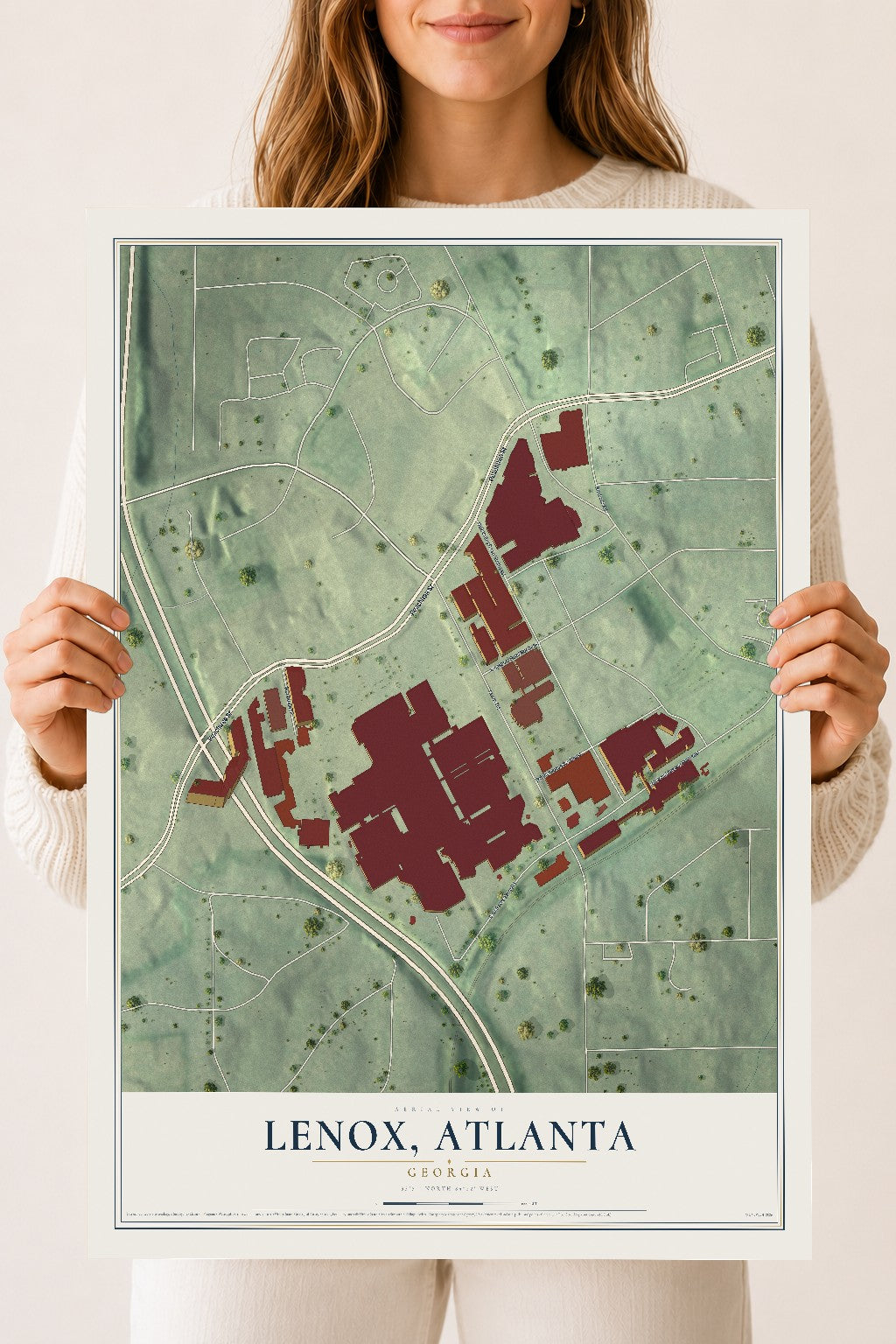 Lenox, Georgia map print, 18" x 24" Archival Matte Print mockup