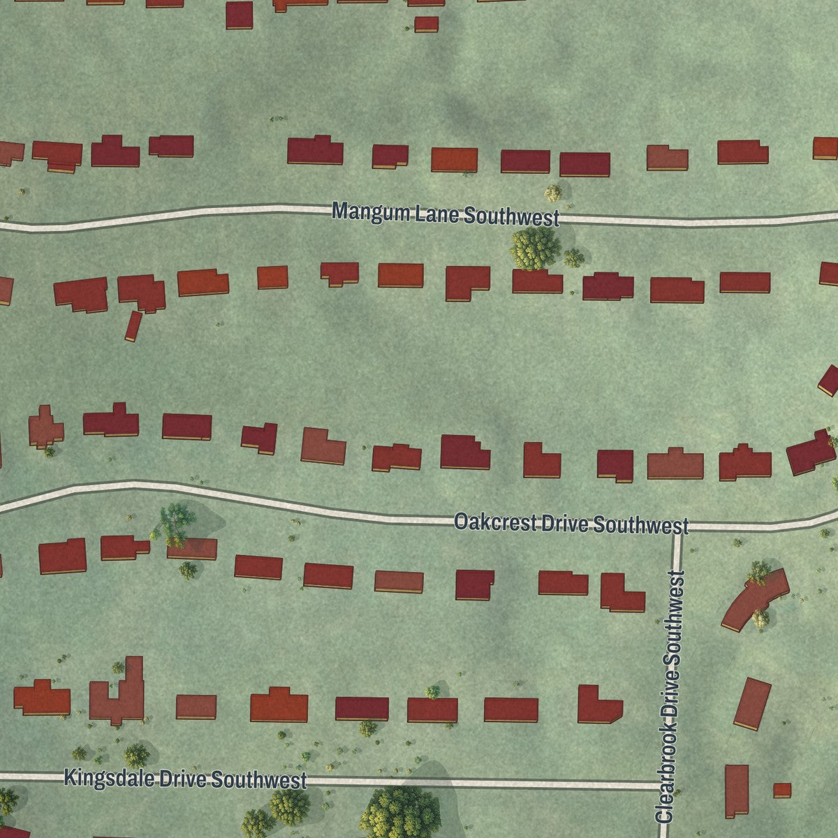 Close-up 1 of the Magnum Manor, Georgia map artwork