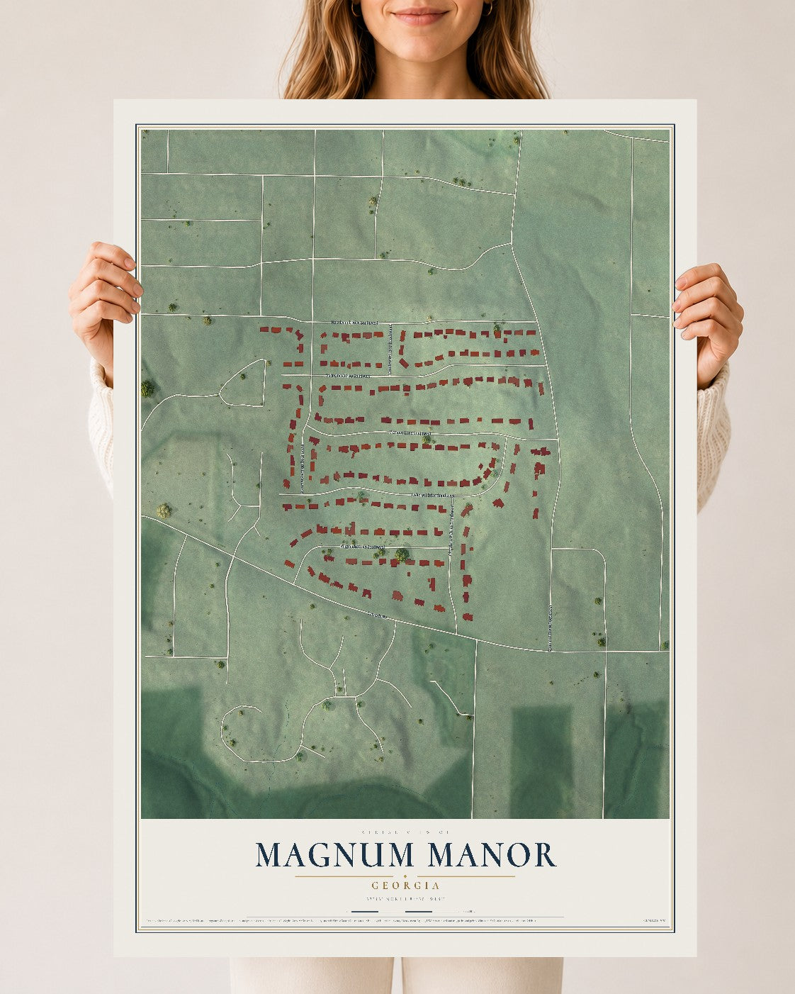 Magnum Manor, Georgia map print, 24" x 36" Archival Matte Print mockup