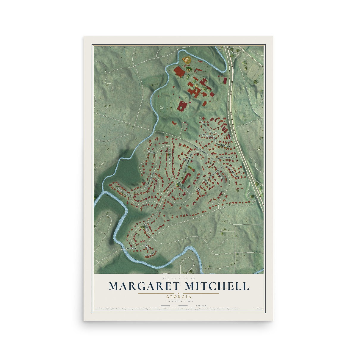 Margaret Mitchell, Georgia map print, 12" x 18" Archival Matte Print mockup