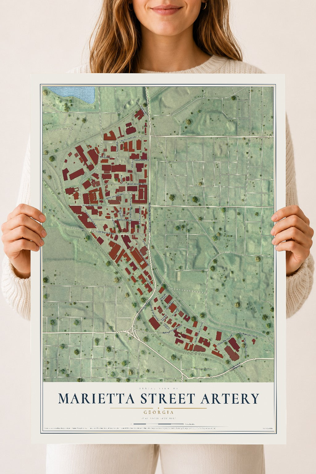 Marietta Street Artery, Georgia map print, 18" x 24" Archival Matte Print mockup
