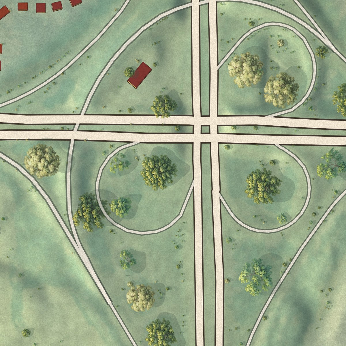 Close-up 1 of the Meadowbrook Forest, Georgia map artwork