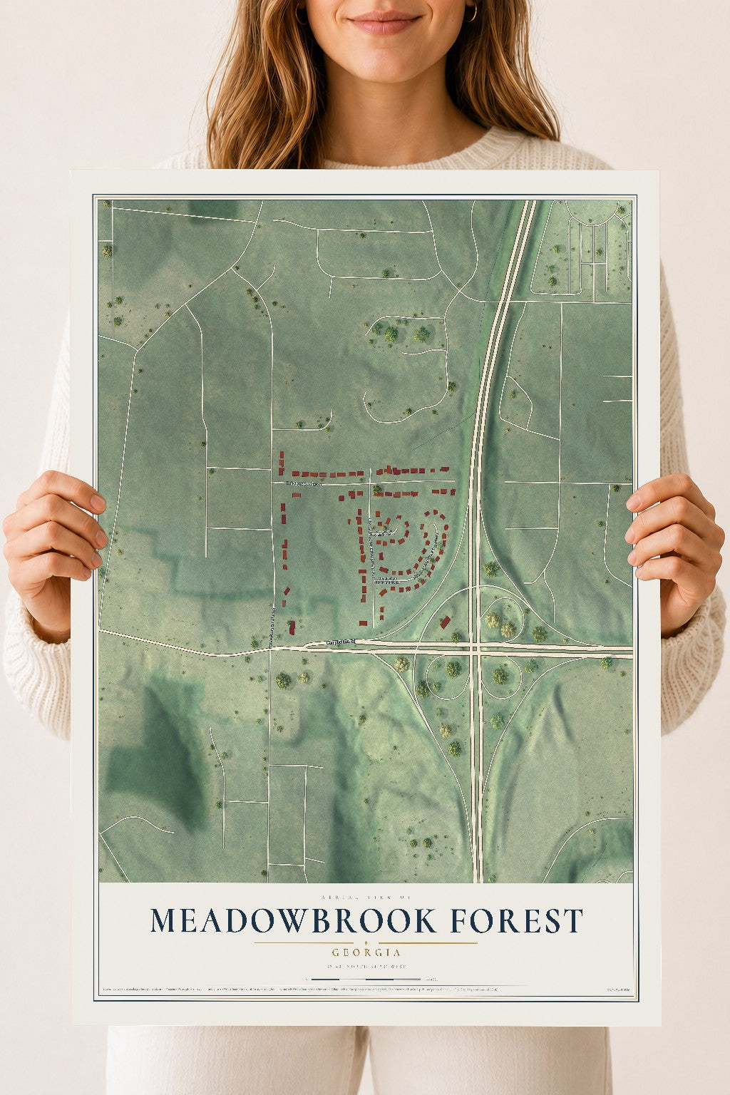 Meadowbrook Forest, Georgia map print, 18" x 24" Archival Matte Print mockup