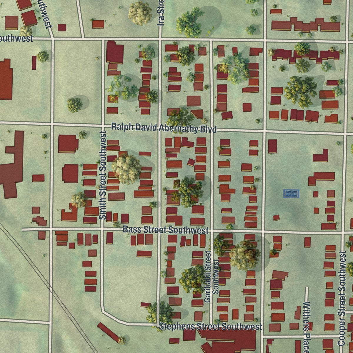 Close-up 2 of the Mechanicsville, Georgia map artwork