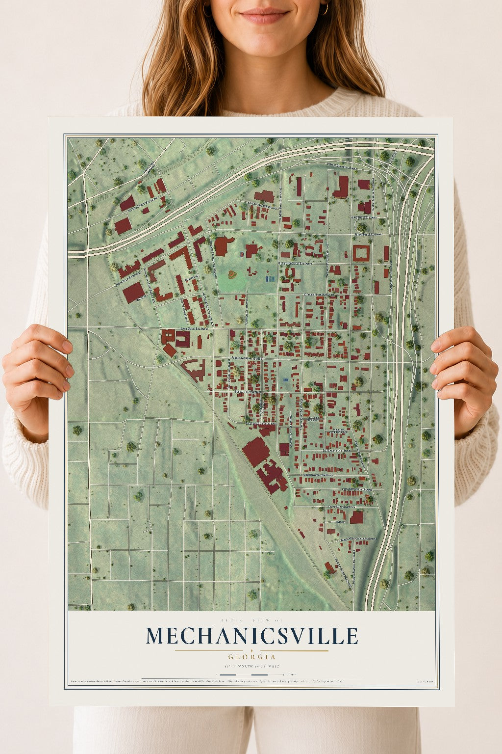 Mechanicsville, Georgia map print, 18" x 24" Archival Matte Print mockup