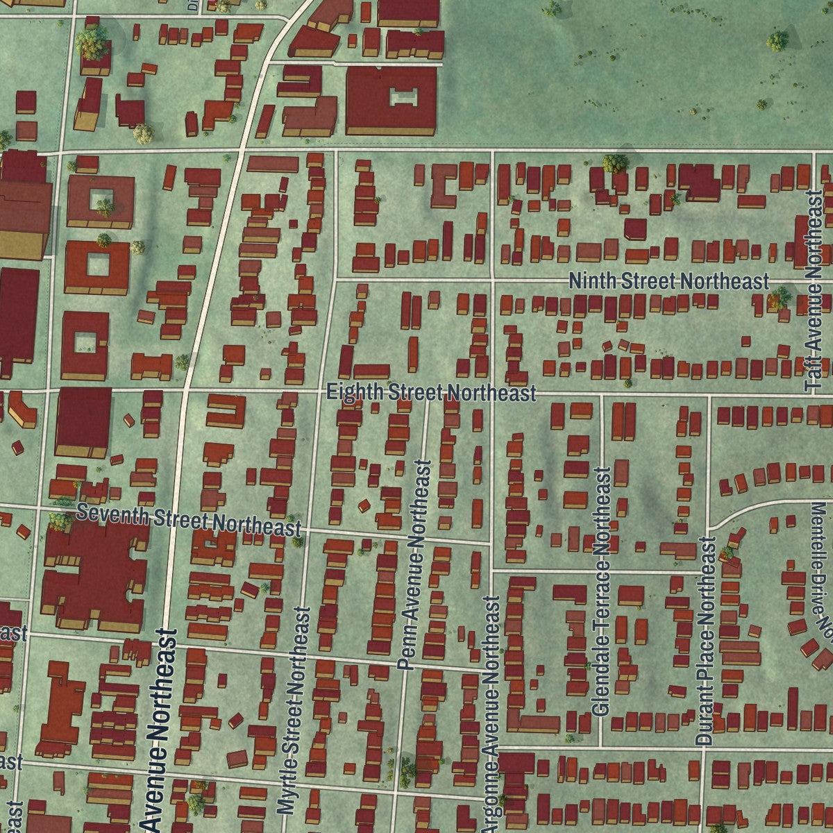 Close-up 1 of the Midtown, Georgia map artwork