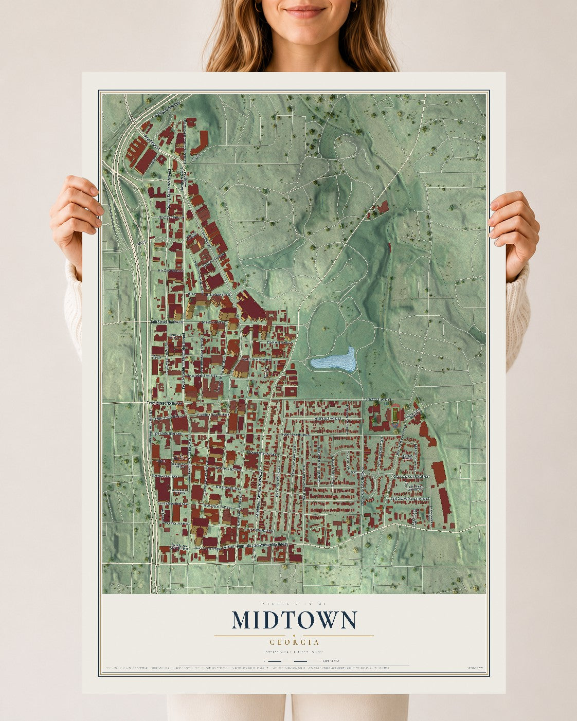 Midtown, Georgia map print, 24" x 36" Archival Matte Print mockup