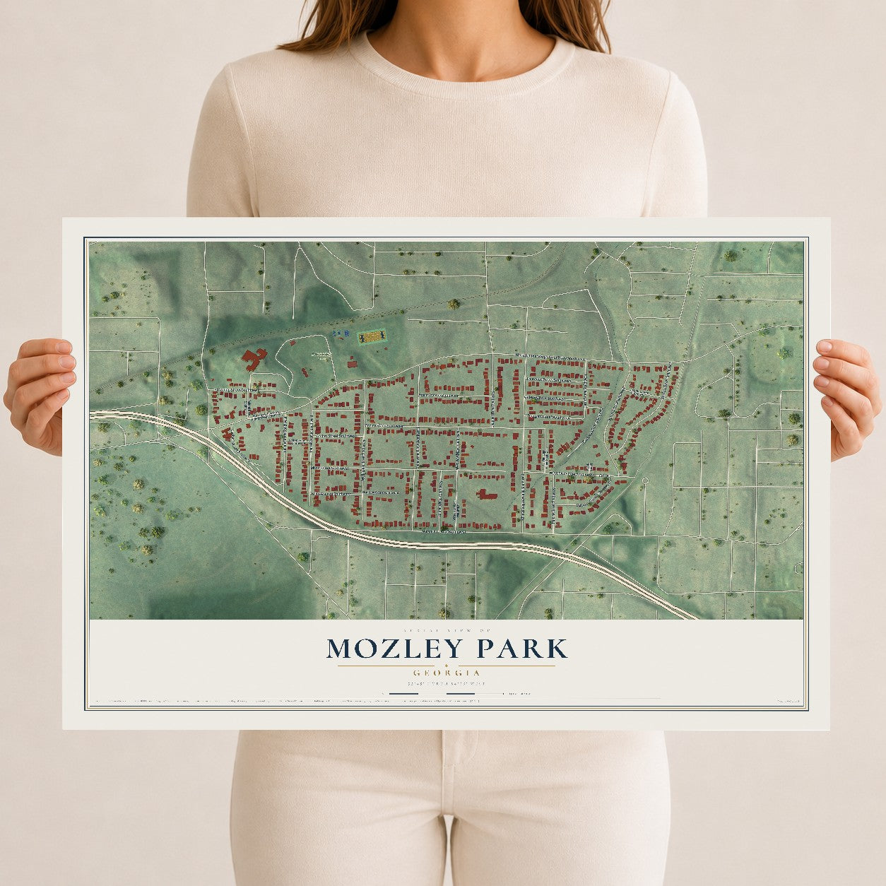 Mozley Park, Georgia map print, 12" x 18" Archival Matte Print mockup