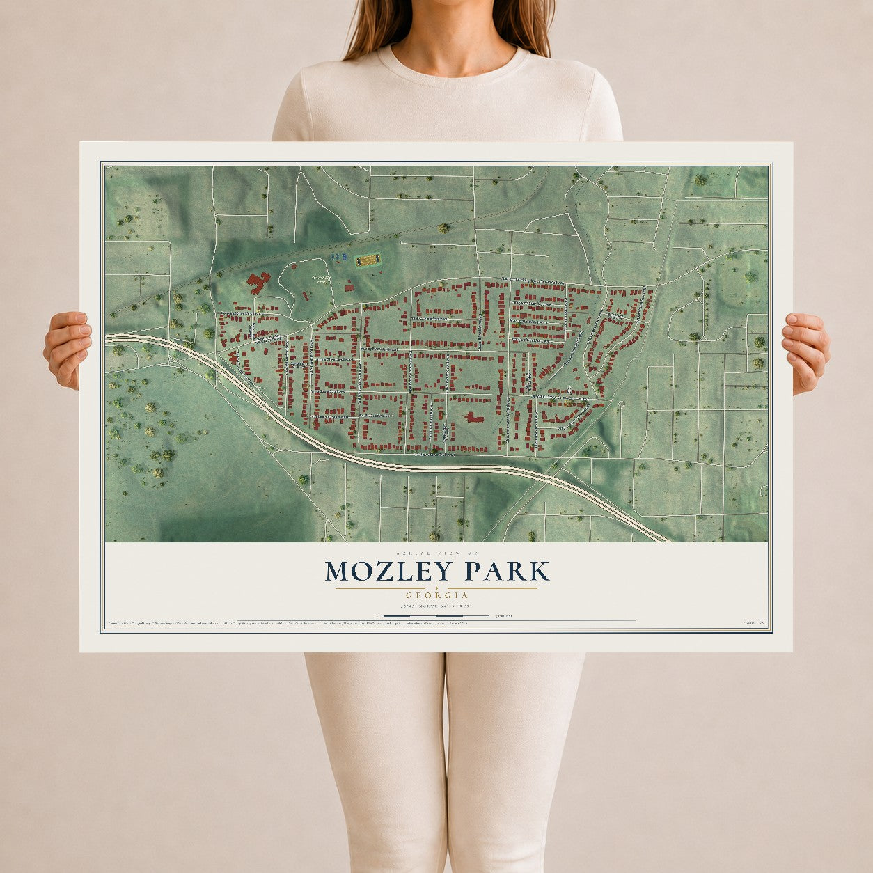 Mozley Park, Georgia map print, 24" x 36" Archival Matte Print mockup