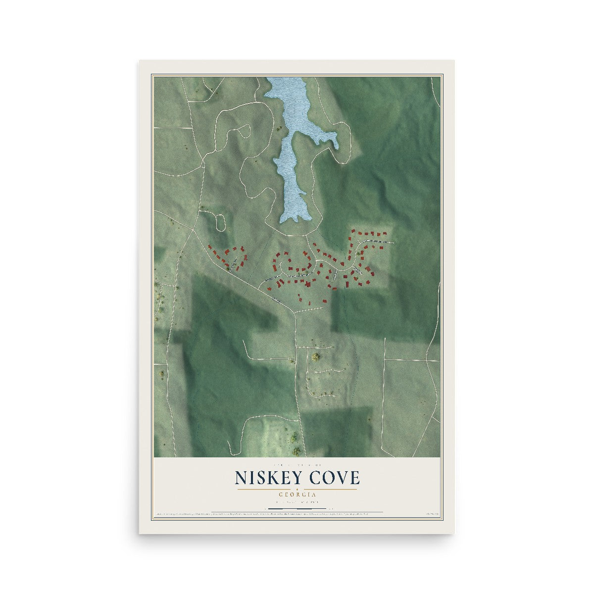 Niskey Cove, Georgia map print, 12" x 18" Archival Matte Print mockup