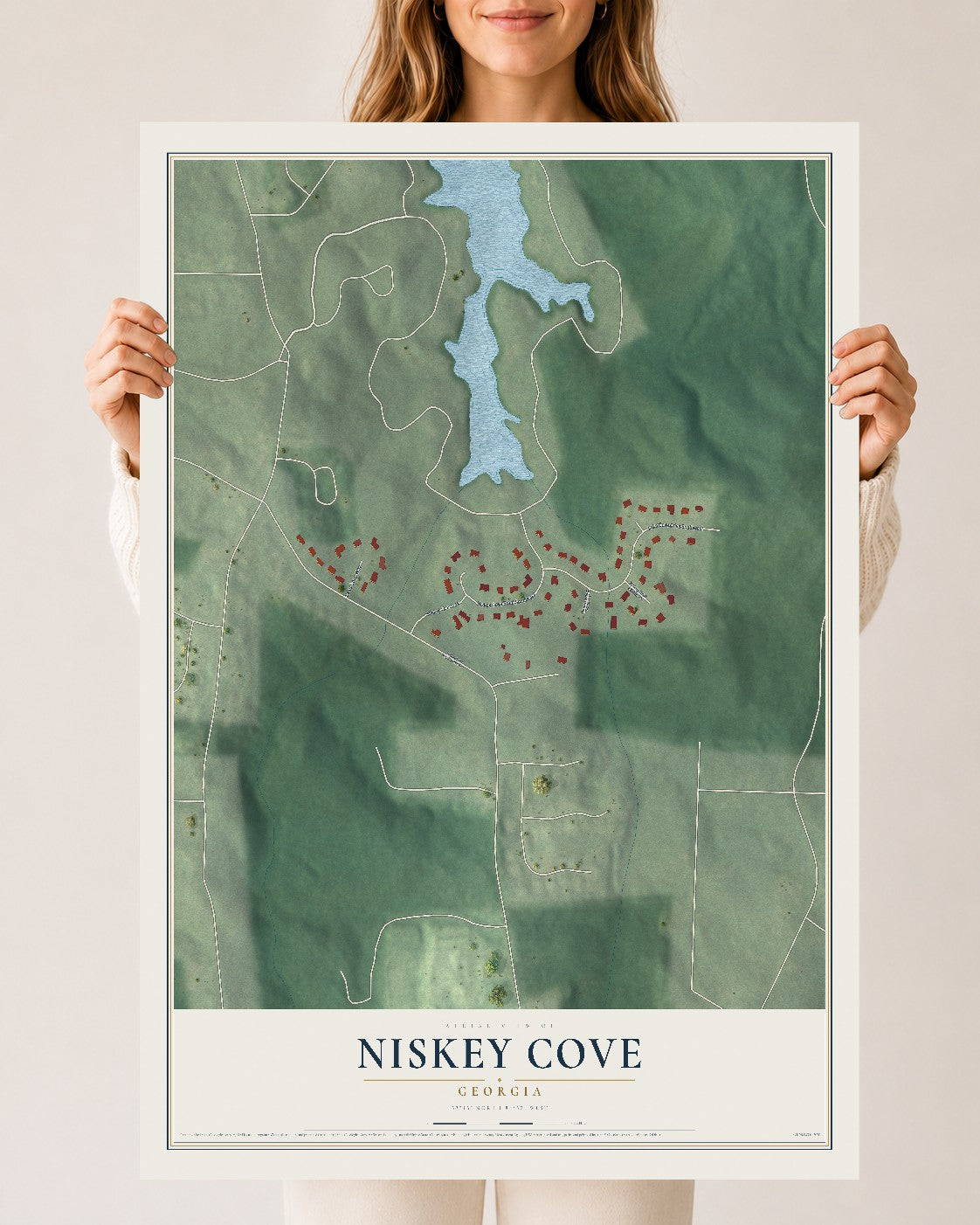 Niskey Cove, Georgia map print, 24" x 36" Archival Matte Print mockup