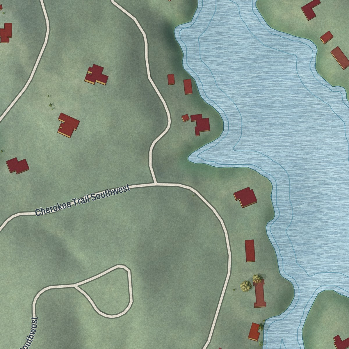 Close-up 1 of the Niskey Lake, Georgia map artwork
