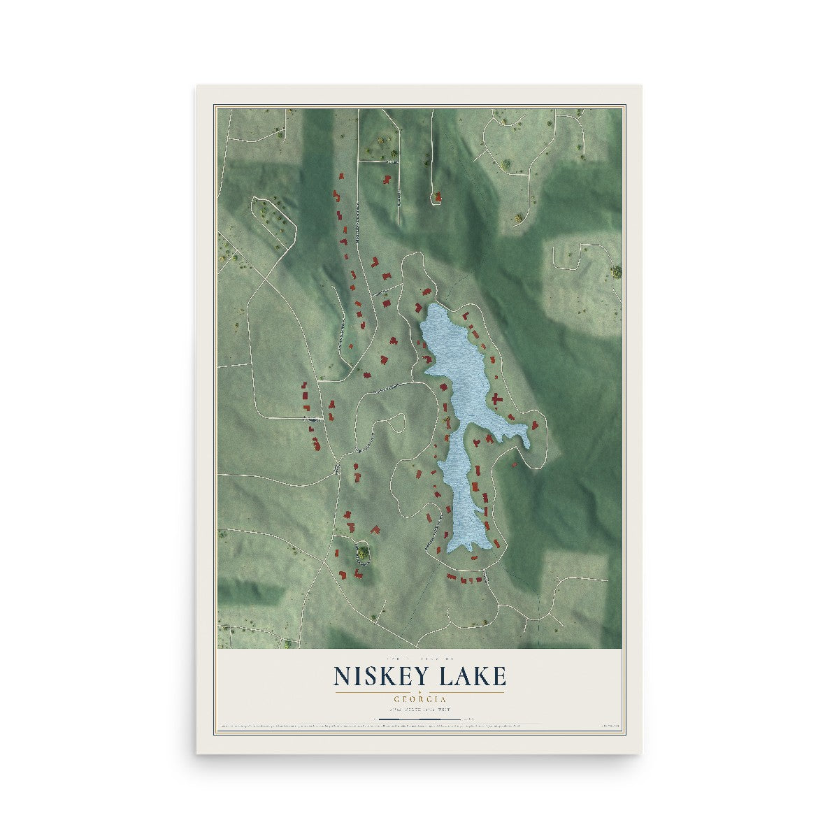 Niskey Lake, Georgia map print, 12" x 18" Archival Matte Print mockup