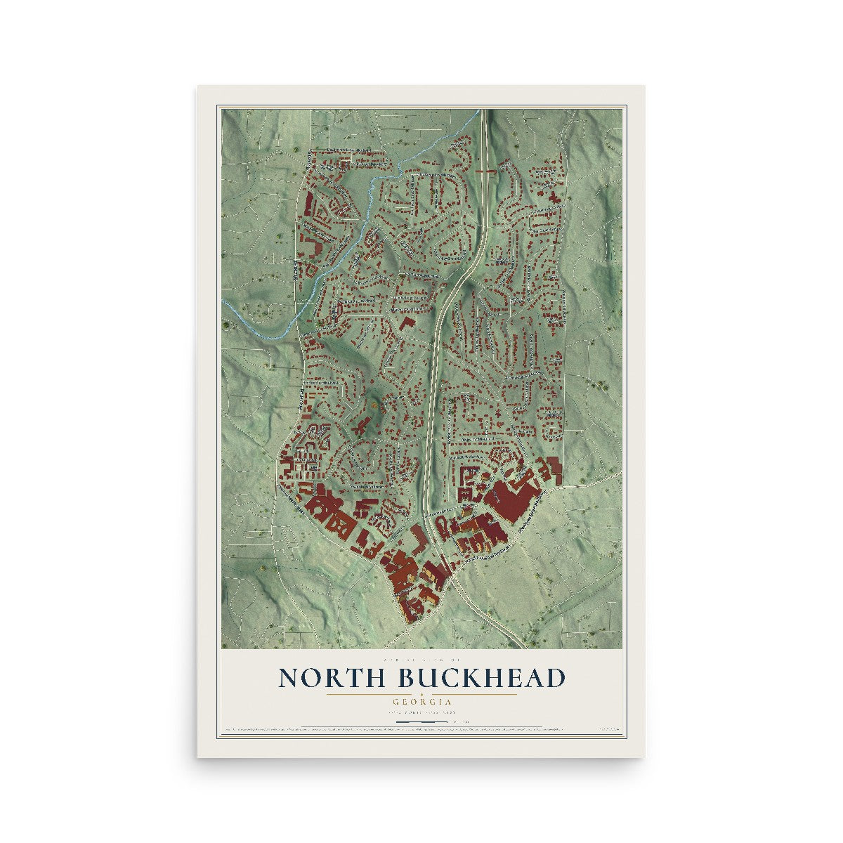 North Buckhead, Georgia map print, 12" x 18" Archival Matte Print mockup