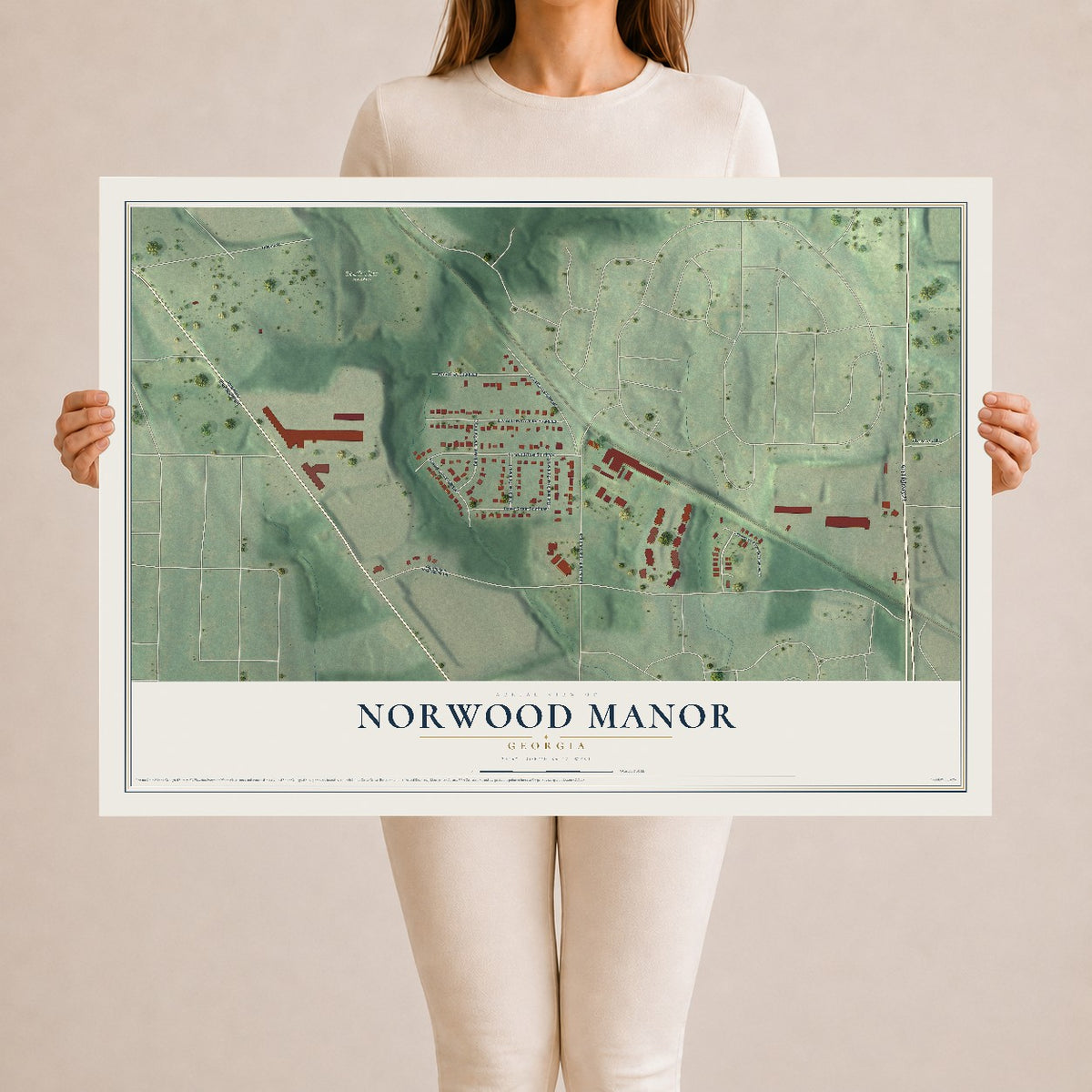 Norwood Manor, Georgia map print, 24" x 36" Archival Matte Print mockup