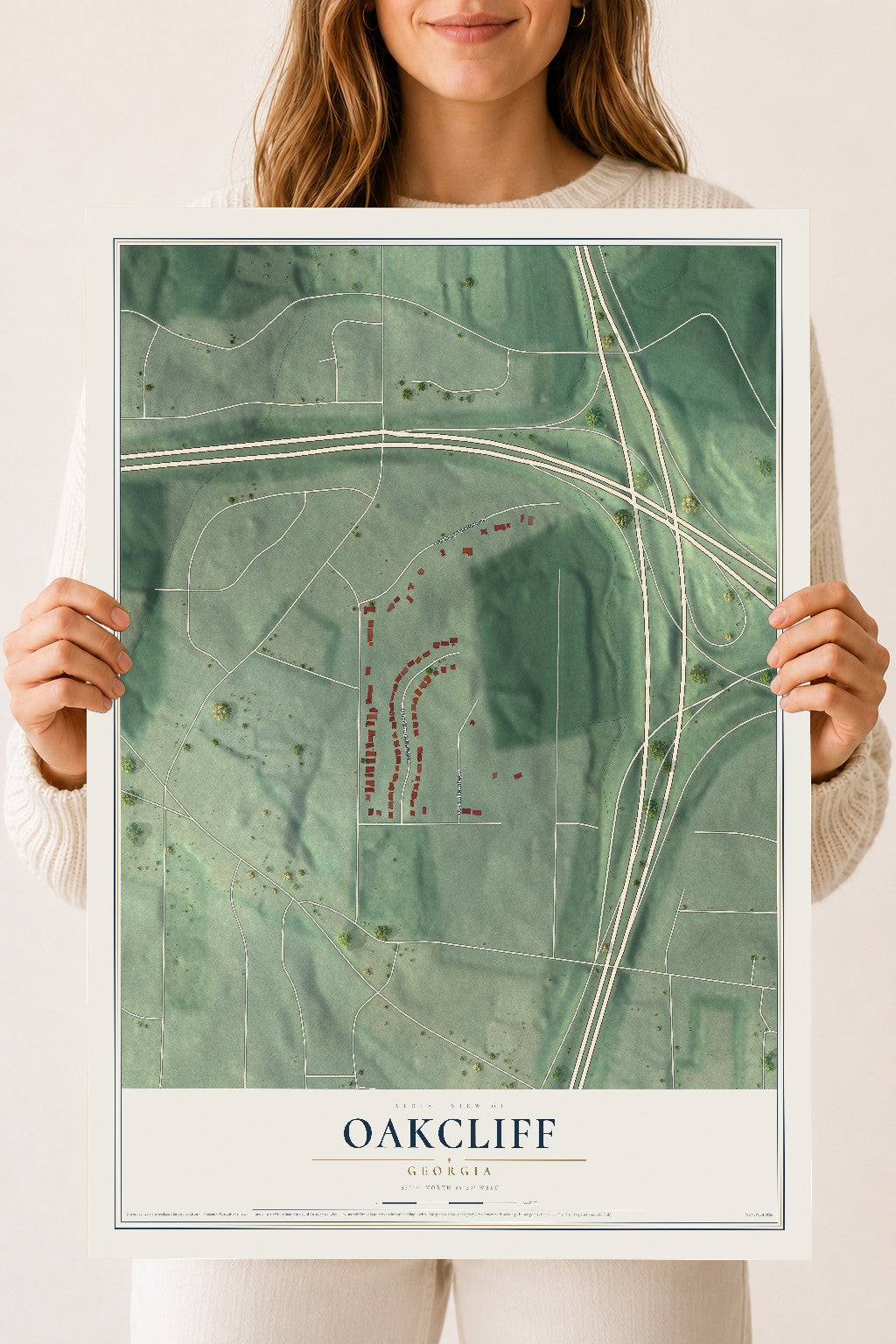 Oakcliff, Georgia map print, 18" x 24" Archival Matte Print mockup