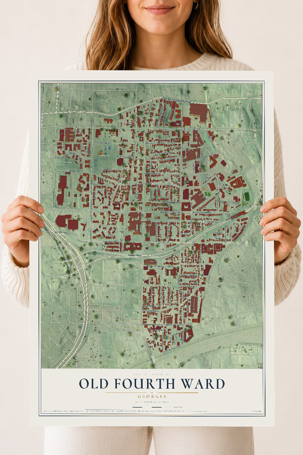 Old Fourth Ward, Georgia map print, 18" x 24" Archival Matte Print mockup