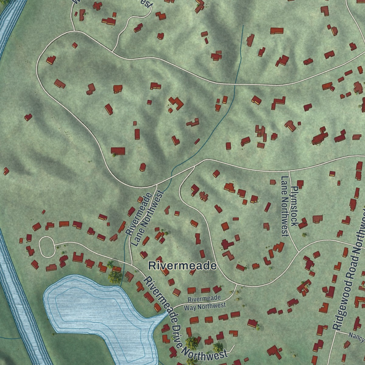 Close-up 2 of the Paces, Georgia map artwork
