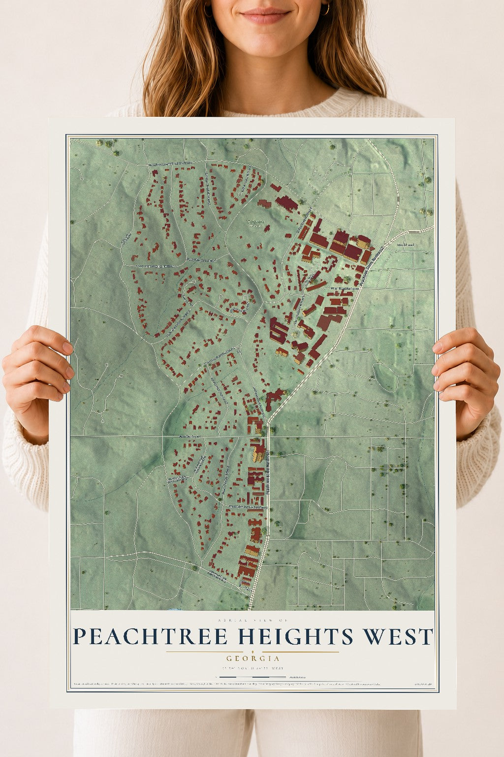 Peachtree Heights West, Georgia map print, 18" x 24" Archival Matte Print mockup