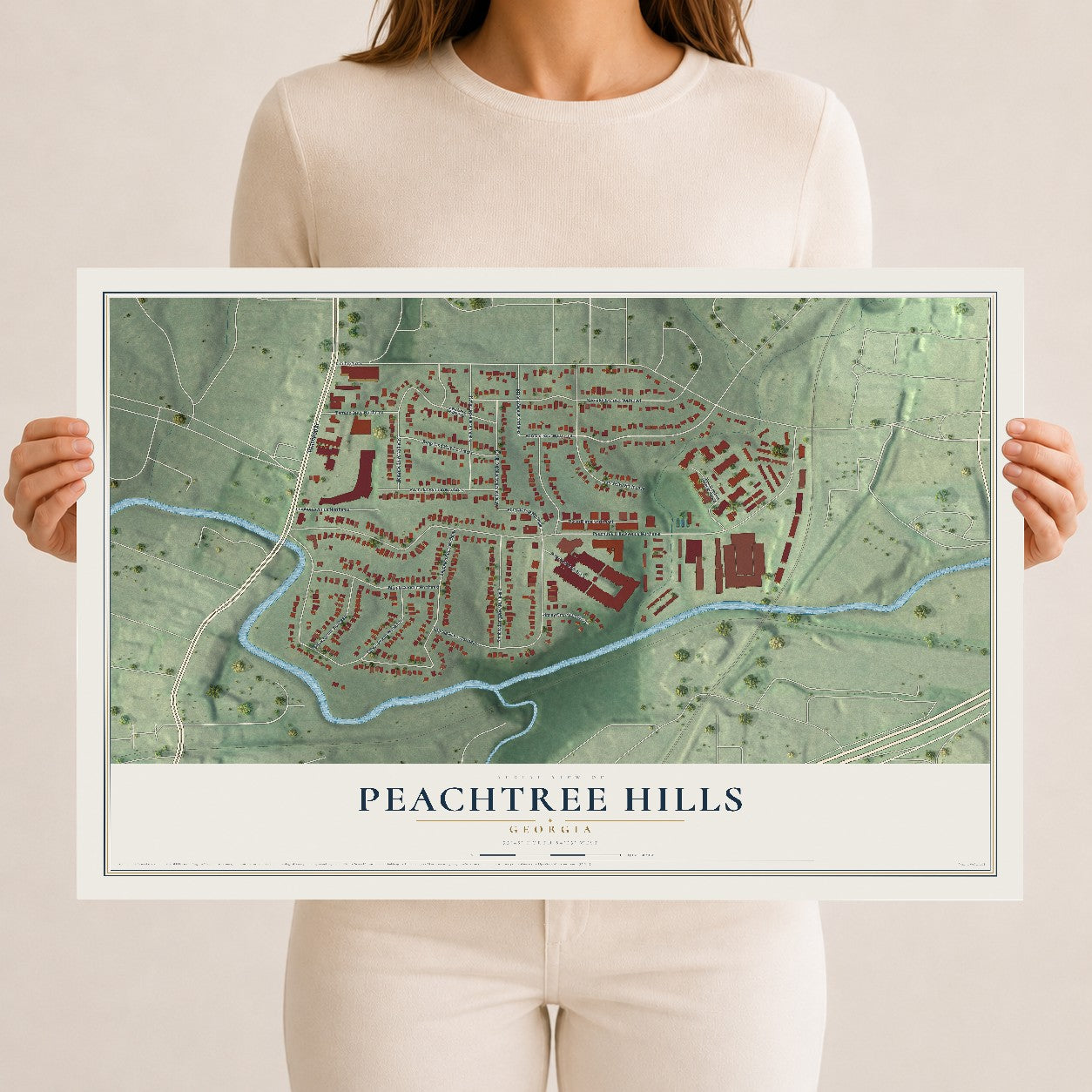 Peachtree Hills, Georgia map print, 12" x 18" Archival Matte Print mockup
