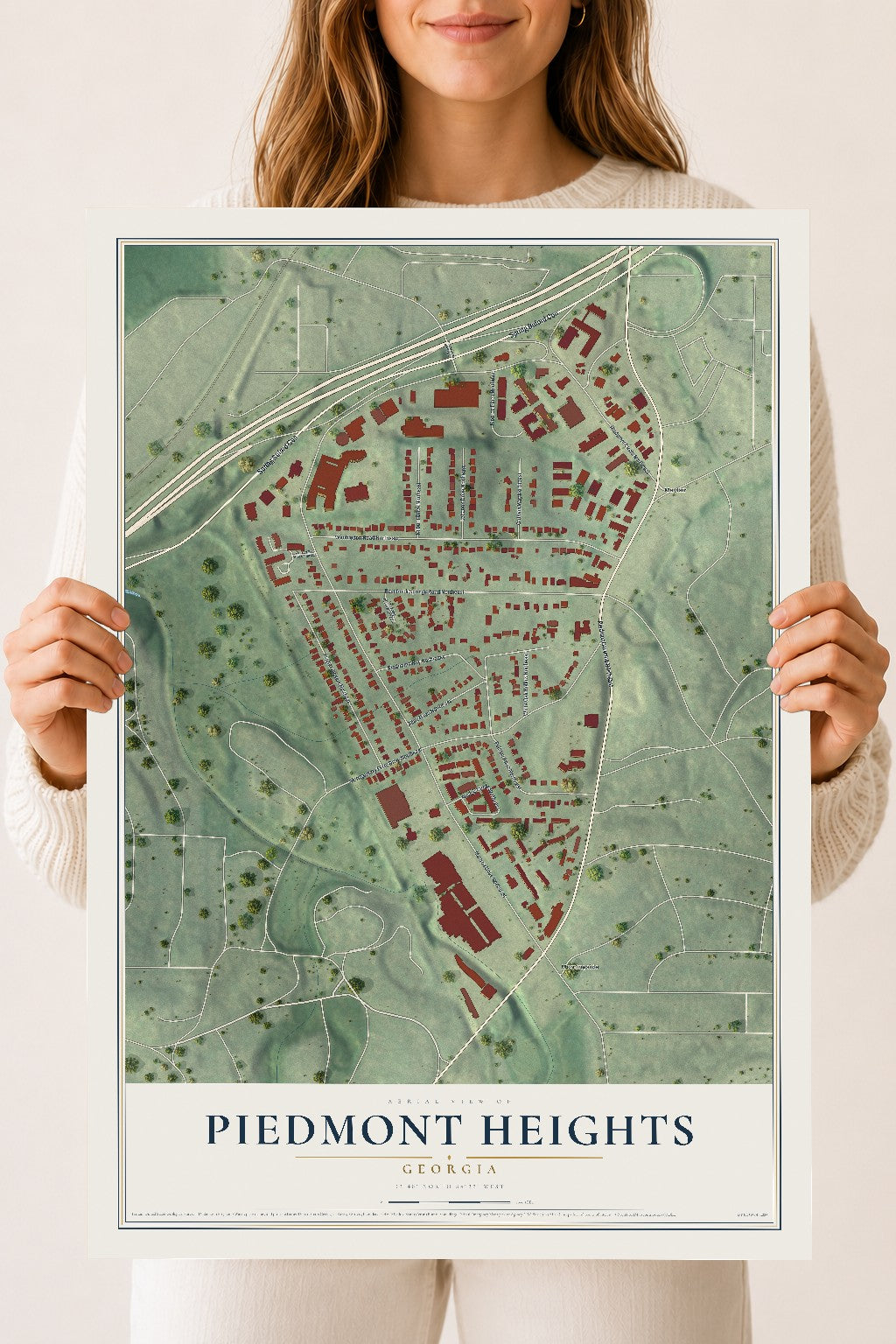 Piedmont Heights, Georgia map print, 18" x 24" Archival Matte Print mockup