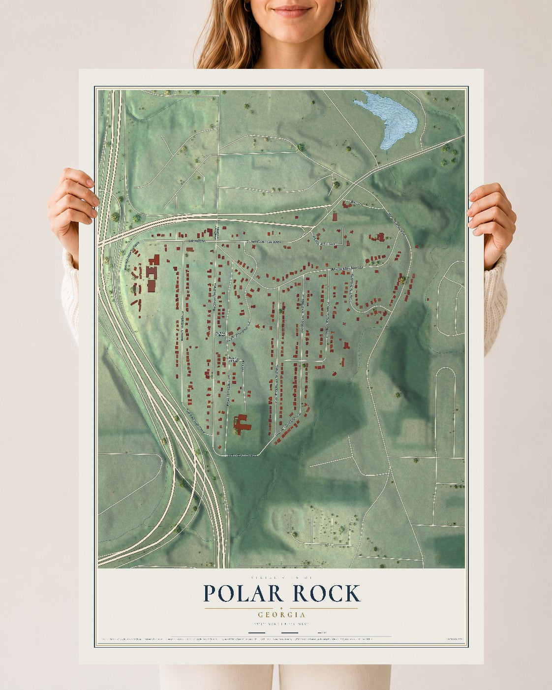 Polar Rock, Georgia map print, 24" x 36" Archival Matte Print mockup